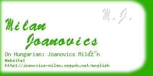 milan joanovics business card